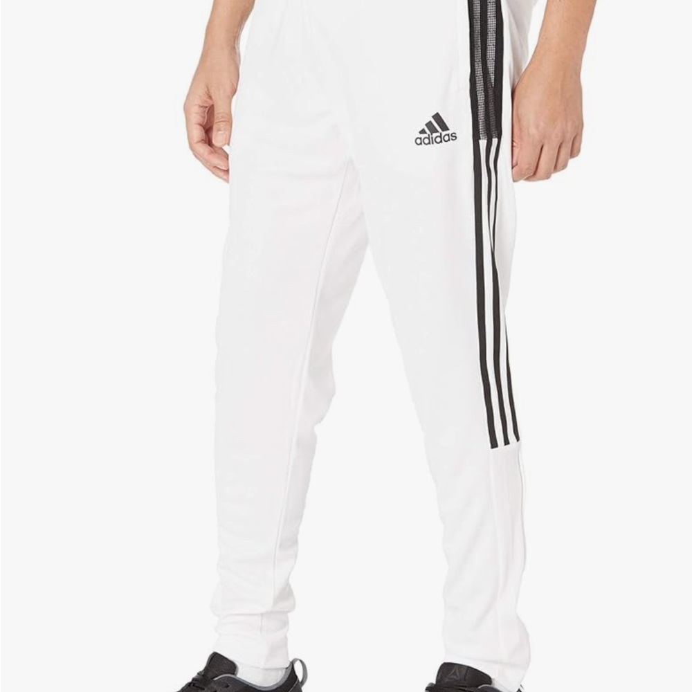 Adidas White Track Pants with Black Stripes